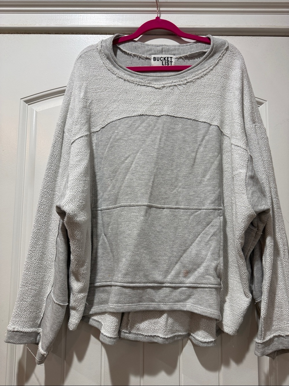 BUCKETLIST Light Gray Oversized Pullover Top
